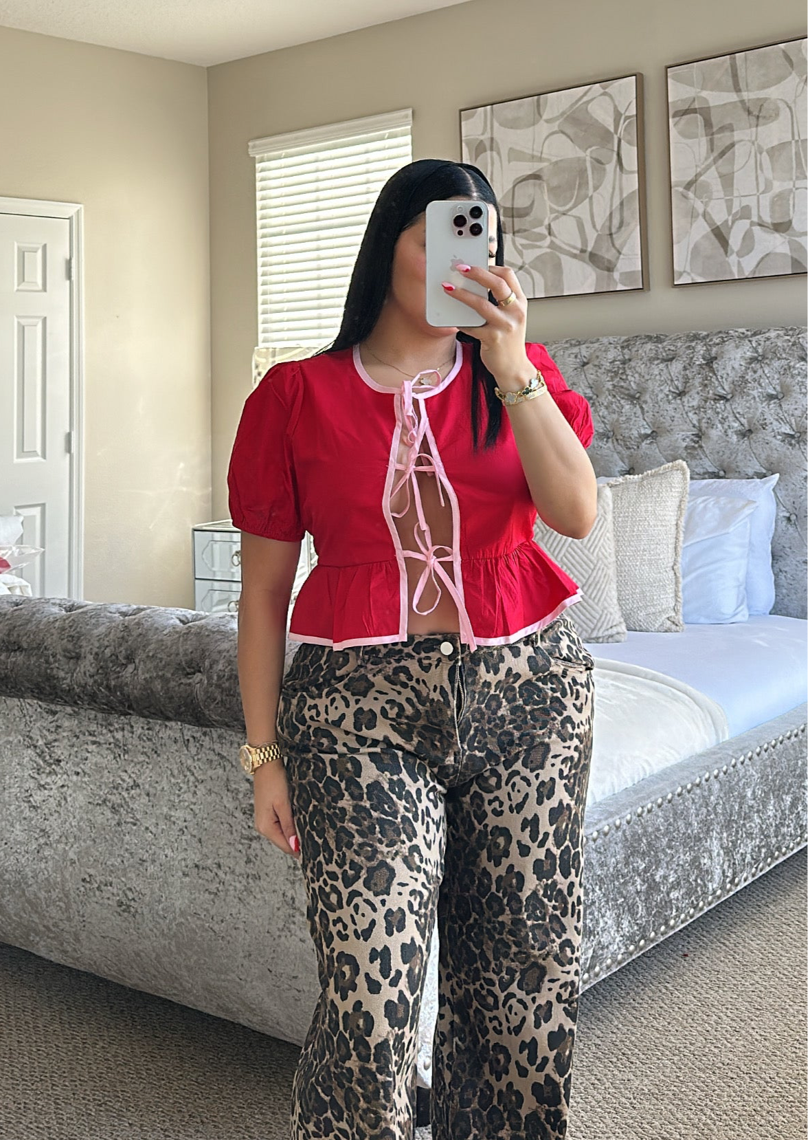 Red & pink Top