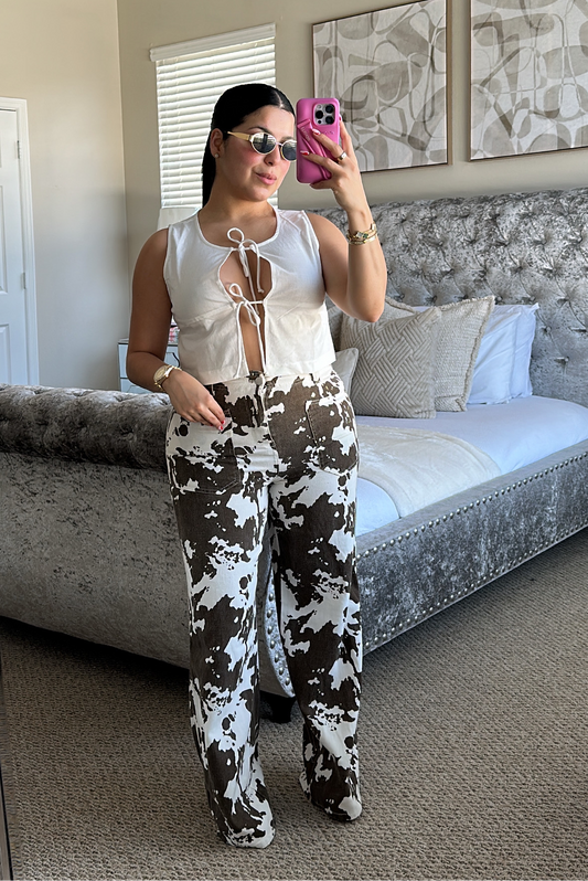 Cow Jeans High Waisted
